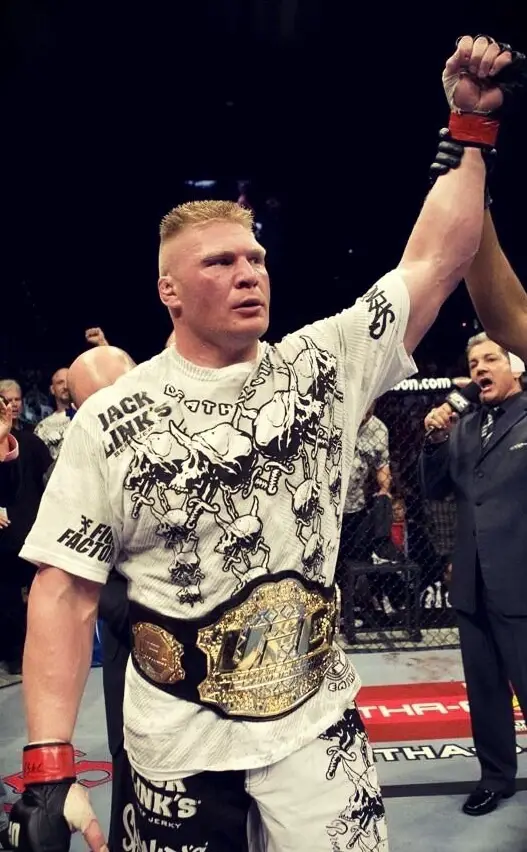 Brock Lesnar winning the UFC champion